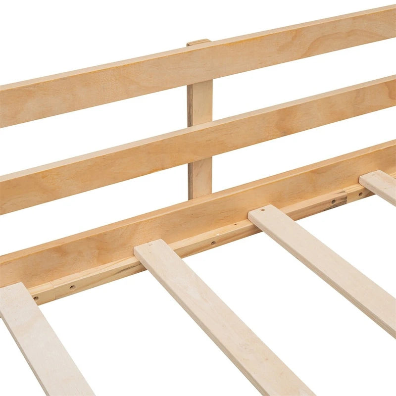 Twin Size Wood Loft Bed with Two Storage Boxes