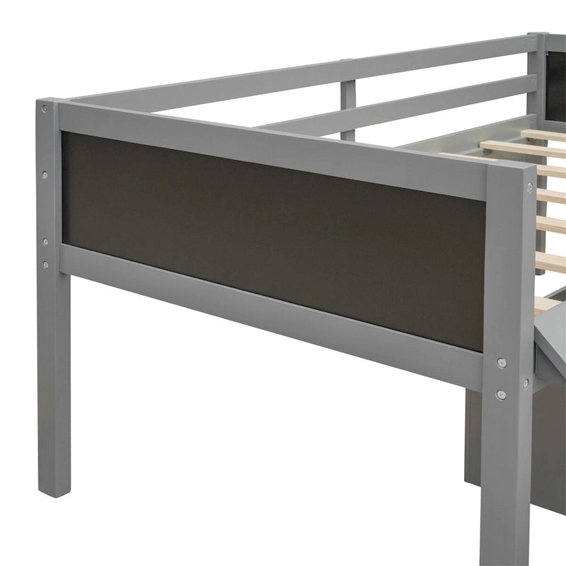 Twin Size Wood Loft Bed with Two Storage Boxes
