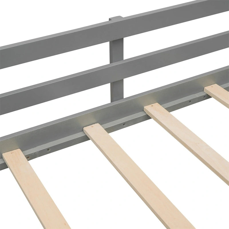 Twin Size Wood Loft Bed with Two Storage Boxes