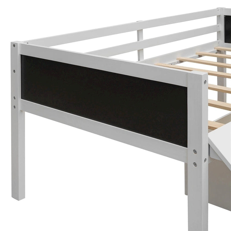 Twin Size Wood Loft Bed with Two Storage Boxes