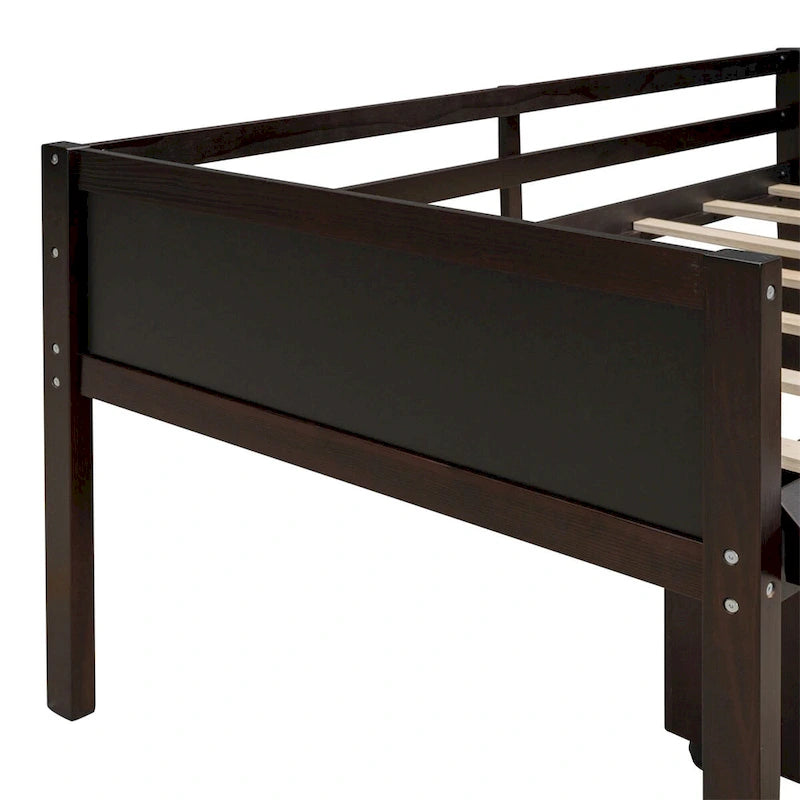 Twin Size Wood Loft Bed with Two Storage Boxes