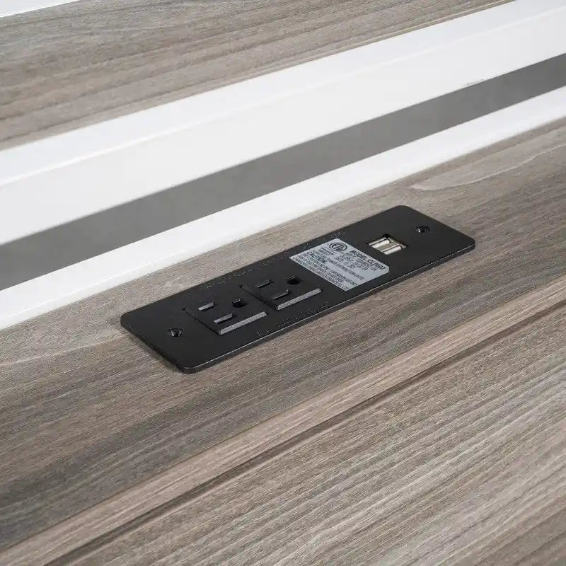 Cama de plataforma de metal tamaño Queen con cama nido, puertos USB, no necesita somier