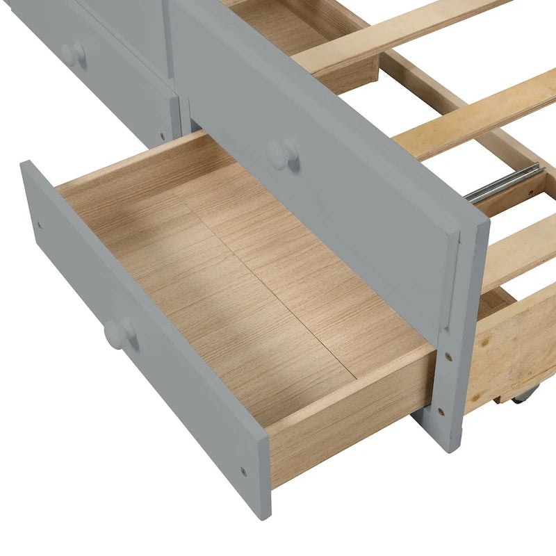 Einzelbett mit ausziehbarem Einzelbett und Schubladen