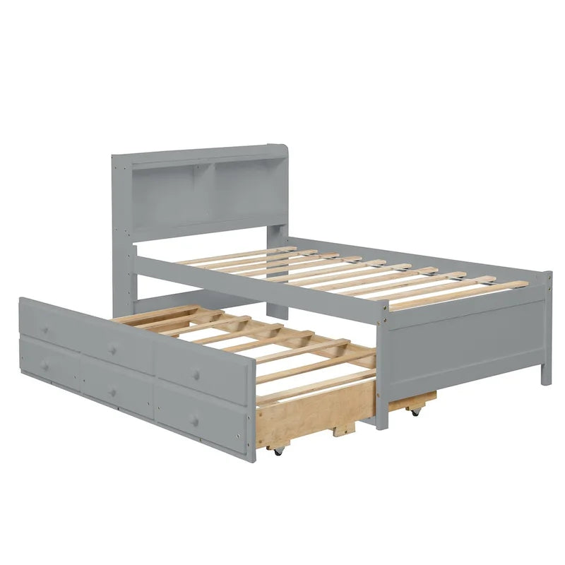 Einzelbett mit ausziehbarem Einzelbett und Schubladen
