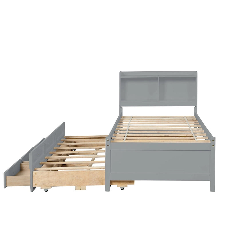 Einzelbett mit ausziehbarem Einzelbett und Schubladen
