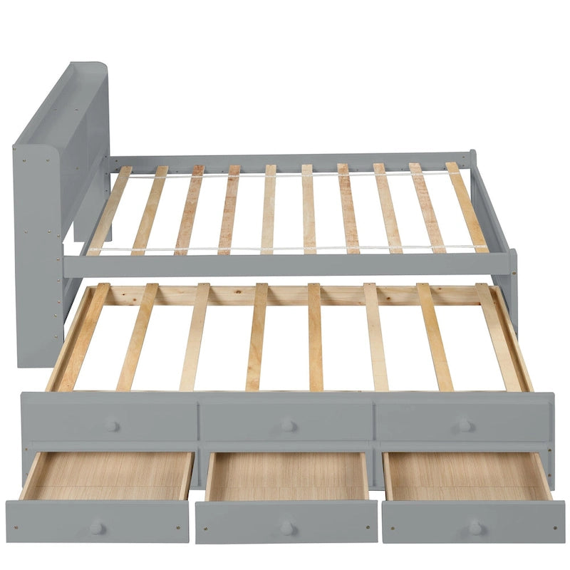 Einzelbett mit ausziehbarem Einzelbett und Schubladen