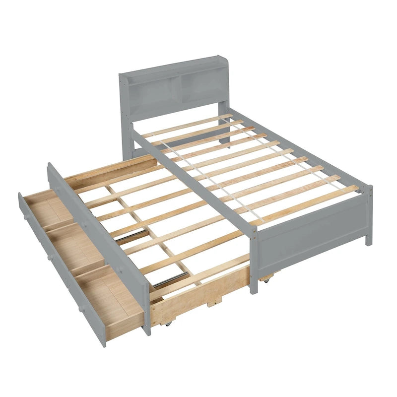Einzelbett mit ausziehbarem Einzelbett und Schubladen