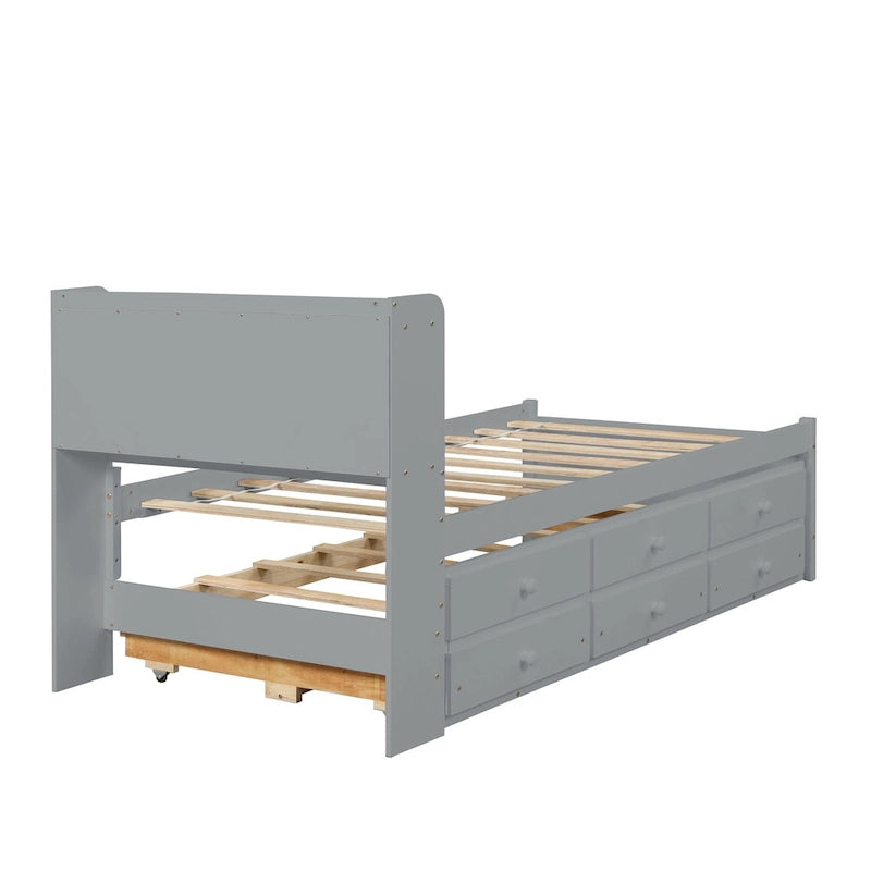Einzelbett mit ausziehbarem Einzelbett und Schubladen