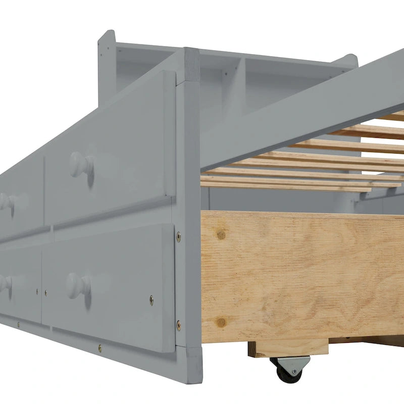 Einzelbett mit ausziehbarem Einzelbett und Schubladen