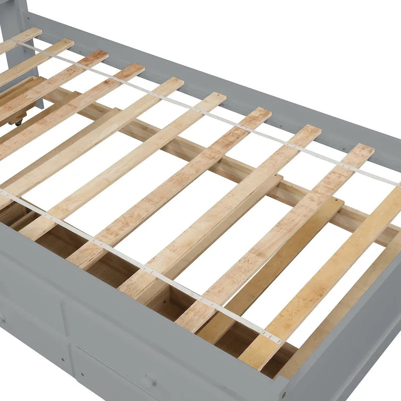 Einzelbett mit ausziehbarem Einzelbett und Schubladen