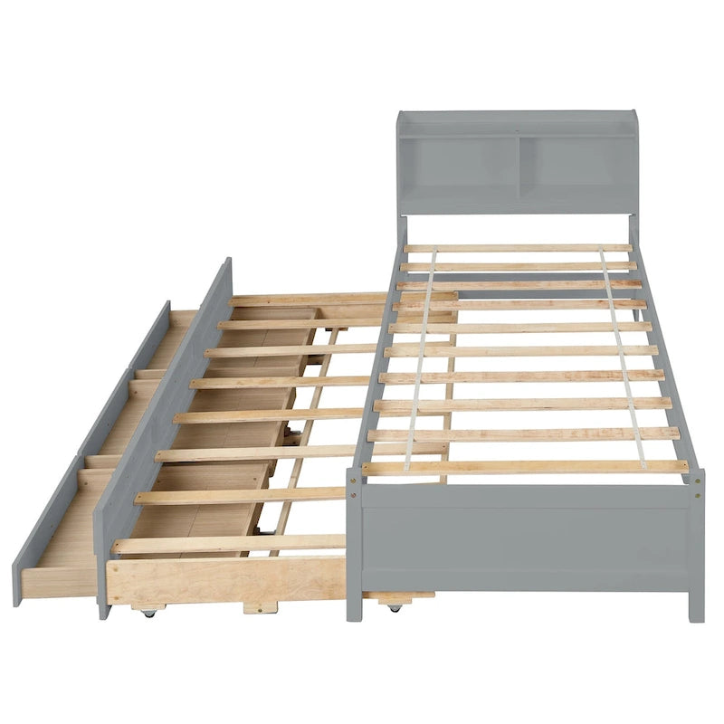 Einzelbett mit ausziehbarem Einzelbett und Schubladen