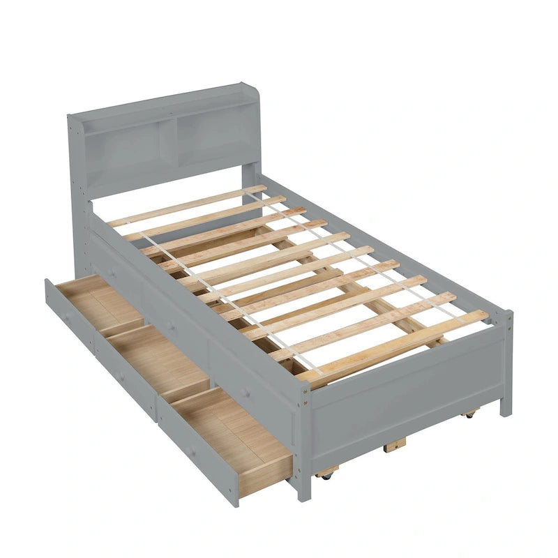 Einzelbett mit ausziehbarem Einzelbett und Schubladen