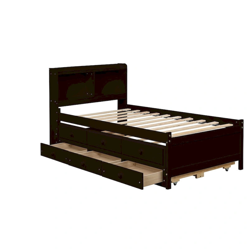 Einzelbett mit ausziehbarem Einzelbett und Schubladen