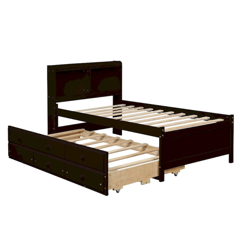 Einzelbett mit ausziehbarem Einzelbett und Schubladen