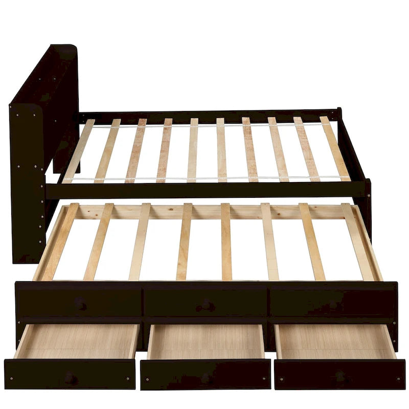 Einzelbett mit ausziehbarem Einzelbett und Schubladen