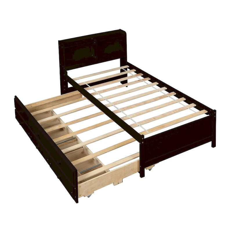 Einzelbett mit ausziehbarem Einzelbett und Schubladen