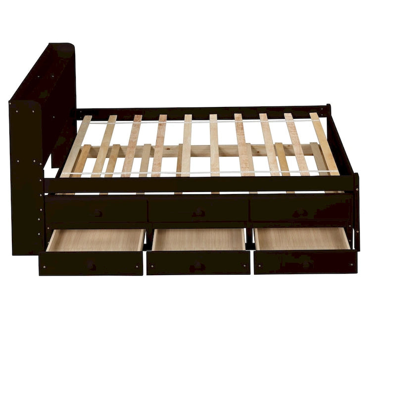 Einzelbett mit ausziehbarem Einzelbett und Schubladen