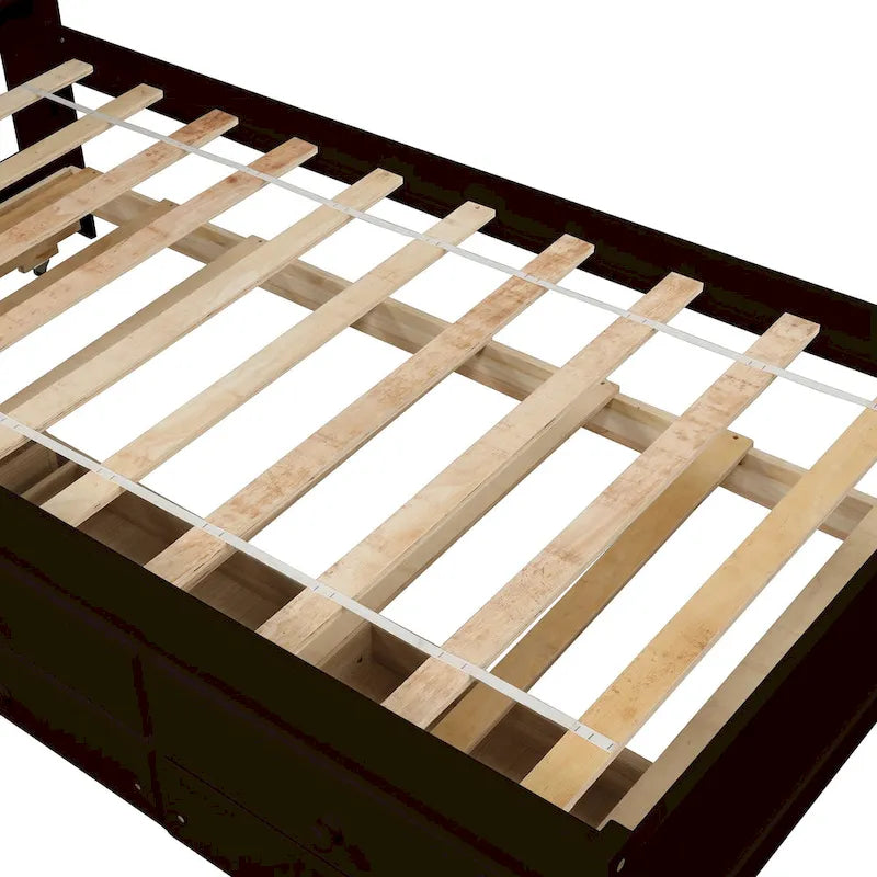 Einzelbett mit ausziehbarem Einzelbett und Schubladen