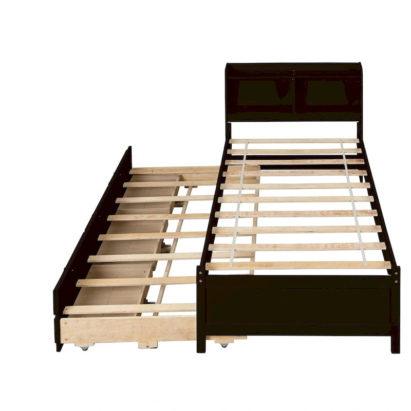 Einzelbett mit ausziehbarem Einzelbett und Schubladen