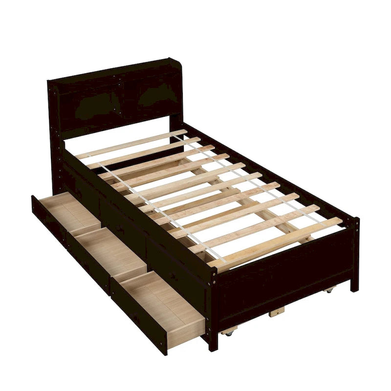 Einzelbett mit ausziehbarem Einzelbett und Schubladen