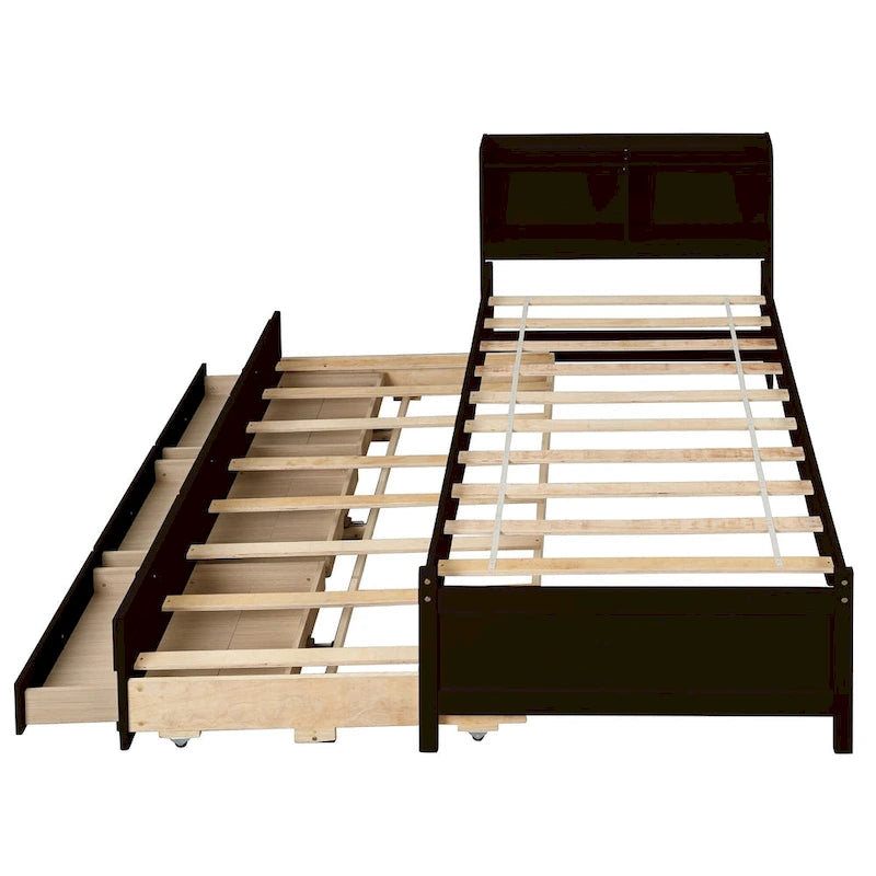 Einzelbett mit ausziehbarem Einzelbett und Schubladen