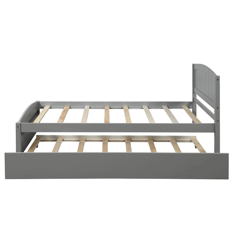 Cama de plataforma para dormitorio de madera maciza tamaño Twin con cama nido