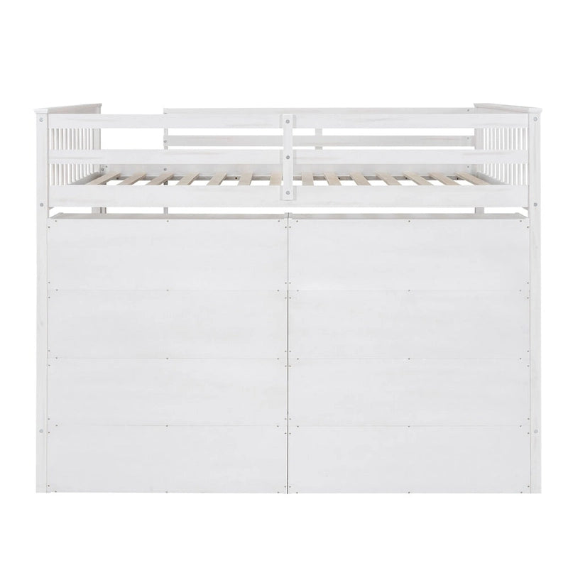 Cama alta matrimonial con estantes de almacenamiento, estructura de cama alta de madera con librero, cama alta con escalera para niños, niñas y adolescentes